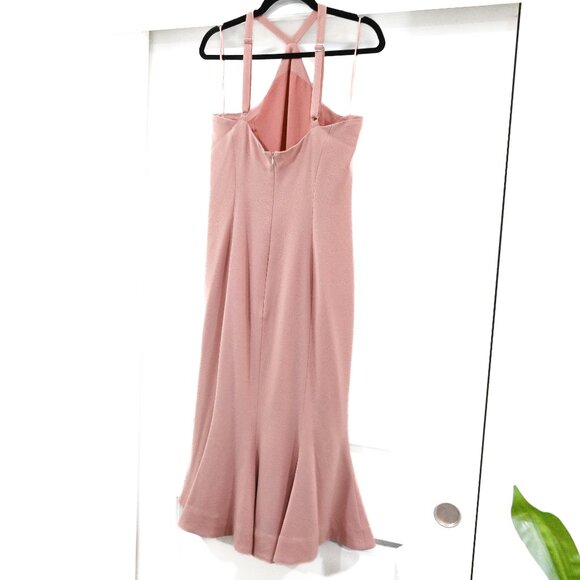 Dress the Population Size XL Tessa Blush Crepe Halter Mermaid Midi Dress - Picture 8 of 12